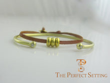 Load image into Gallery viewer, 24K Gold Rondel on Leather Cord Bracelet