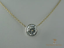 Load image into Gallery viewer, bezel set diamond necklace white and yellow gold