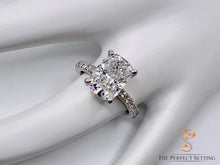 Load image into Gallery viewer, Cushion Cut Lab Diamond Hidden Halo Engagement Ring GIA Certified