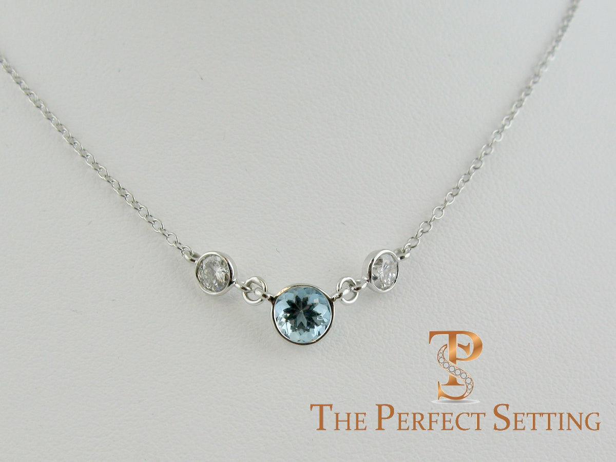 Aquamarine bezel outlet necklace