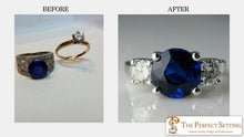 Load image into Gallery viewer, Resetting sapphire and diamond ring