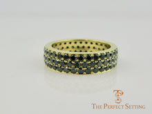 Load image into Gallery viewer, Black Diamond Pave Ring 18K Yellow Gold