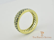 Load image into Gallery viewer, Black Diamond Pave Ring 18K Yellow Gold side view