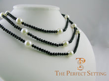 Load image into Gallery viewer, Black Spinel Cultured Pearl Necklace triple strand