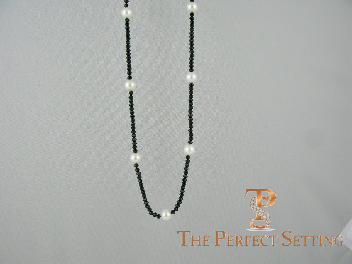 Black spinel and pearl necklace hot sale