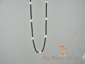 Black Spinel Cultured Pearl Necklace single strand