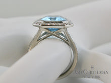 Load image into Gallery viewer, Large Blue Topaz and Diamond Cocktail Ring side