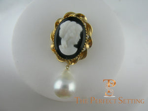 cameo pin with baroque pearl