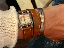 Load image into Gallery viewer, criss cross gold diamond cuff bracelet hermes