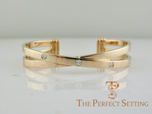 Load image into Gallery viewer, criss cross gold diamond cuff bracelet