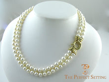 Load image into Gallery viewer, Double strand cultured pearl necklace 18K gold clasp