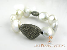 Load image into Gallery viewer, Cultured Pearl Bracelet with Champagne Diamonds 3