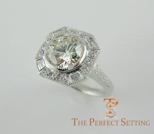 Deco Diamond Engagement Ring baguettes platinum