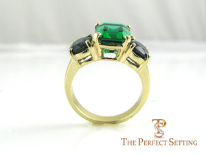 Emerald and sapphire cocktail ring