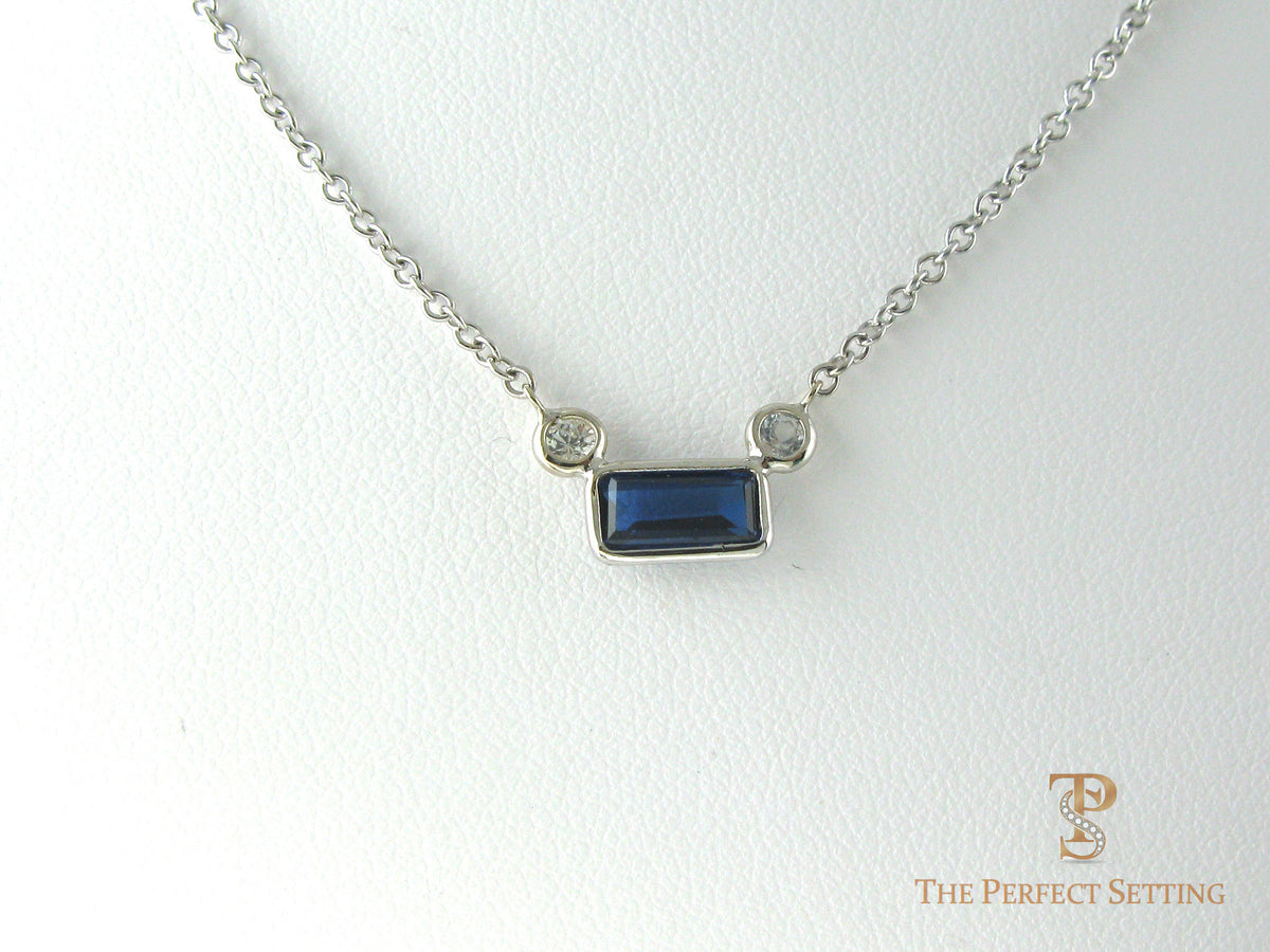 Emerald cut sapphire necklace store