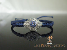 Load image into Gallery viewer, Evil Eye Diamond Sapphire Macrame Bracelet