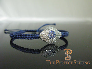 Evil Eye Diamond Sapphire Macrame Bracelet