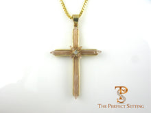 Load image into Gallery viewer, Gold Cross with Quartz and Diamond