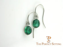 Load image into Gallery viewer, Oval Emeralds on Earring Wire 18K White Gold 
