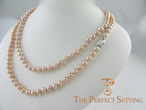 pink pearl 36" necklace X gold clasp