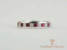Load image into Gallery viewer, Ruby Diamond Princess Cut Channel Wedding Ring