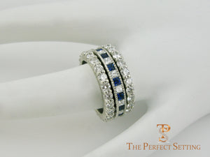 Sapphire Diamond Princess Cut Channel Wedding Ring