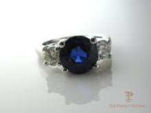 Load image into Gallery viewer, Sapphire and Diamond three stone ring