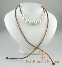 Load image into Gallery viewer, south sea pearls on kangaroo leather cord