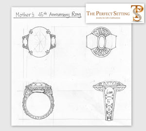 Original Sketch - Custom Alexandrite Diamond Anniversary Ring