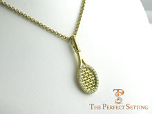 Load image into Gallery viewer, Tennis racquet 18K gold pendant diamonds gold chain