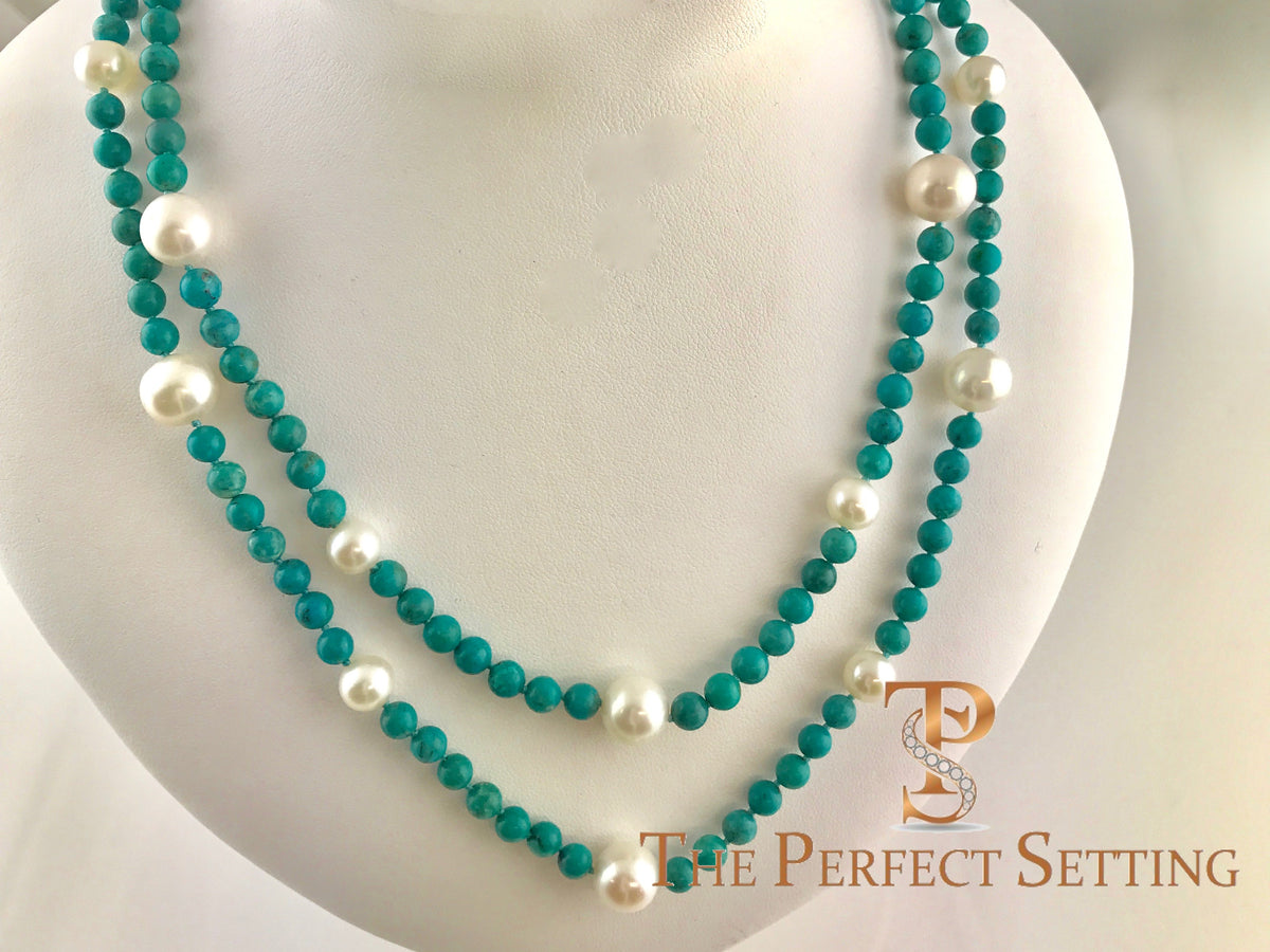 Turquoise and pearl necklace Clearance