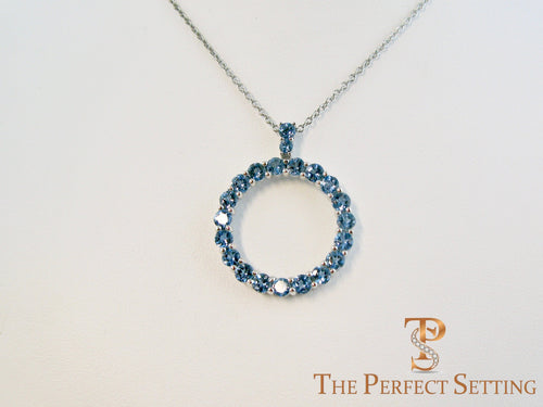 Custom aquamarine circle pendant
