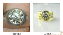 Load image into Gallery viewer, Before - unworn men&#39;s ring - After - magnificent 18K Yellow Gold and Diamond Ring. 