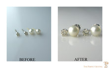 Load image into Gallery viewer, Resetting- Unworn Pearl &amp; Diamond Earrings