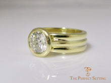 Load image into Gallery viewer, Bezel Set Diamond 18K Green Gold Custom Signature Ring