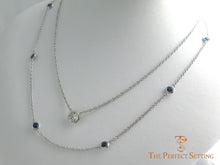 Load image into Gallery viewer, Bezel Set Sapphire Necklace with diamond bezel necklace