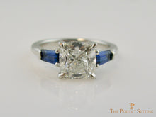 Load image into Gallery viewer, Custom Cushion Cut Lab Diamond with Sapphire Baguettes