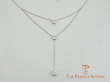Load image into Gallery viewer, Three Stone Diamond Lariat Necklace on 18K White Gold Chain