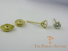 Load image into Gallery viewer, diamond stud la pousette back martini yellow gold. side view 