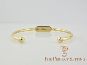 Reversible Gold Wire Diamond Birthstone Bracelet with Comfort Bar for Engraving