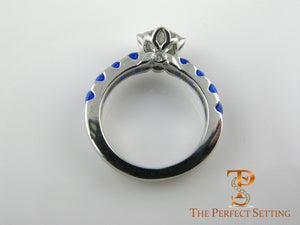 Lotus flower diamond and sapphire engagement ring