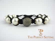 Load image into Gallery viewer, pearl pave diamond macrame bracelet
