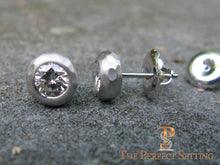 Load image into Gallery viewer, rustic hammered diamond studs