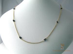 Sapphire Bezel Set Necklace in Yellow Gold