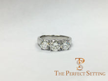Load image into Gallery viewer, Custom Three Stone Diamond Trellis Engagement Ring