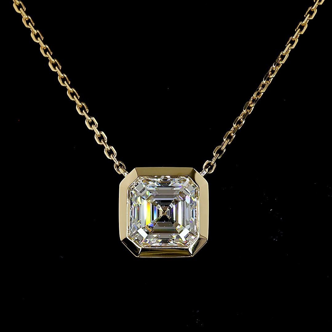 Asscher Cut Lab Diamond Pendant 14K yellow gold