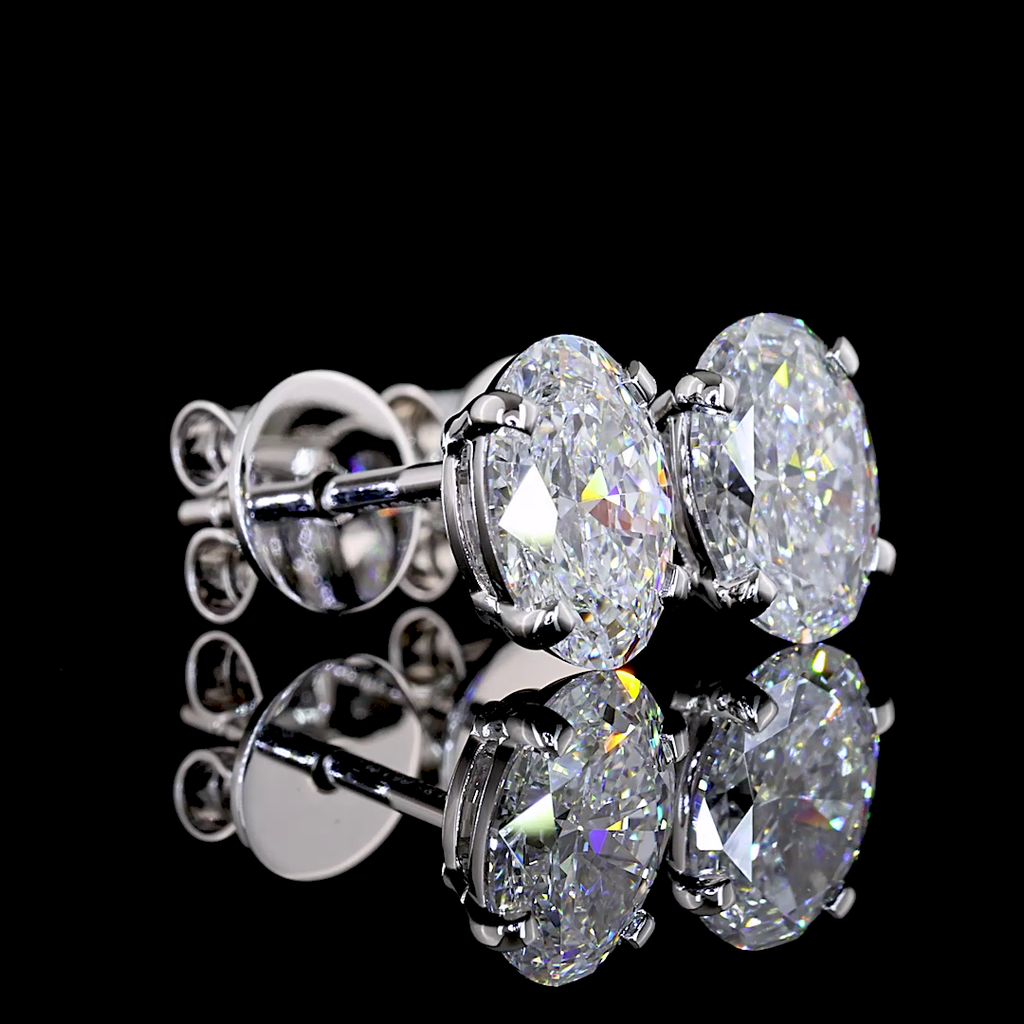 Lab Grown Oval Diamond Stud Earrings | 1.45ctw E-F VS | 14K White Gold | The Perfect Setting