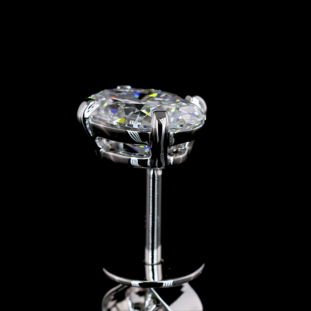 Lab Grown Oval Diamond Stud Earrings | 1.45ctw E-F VS | 14K White Gold | The Perfect Setting