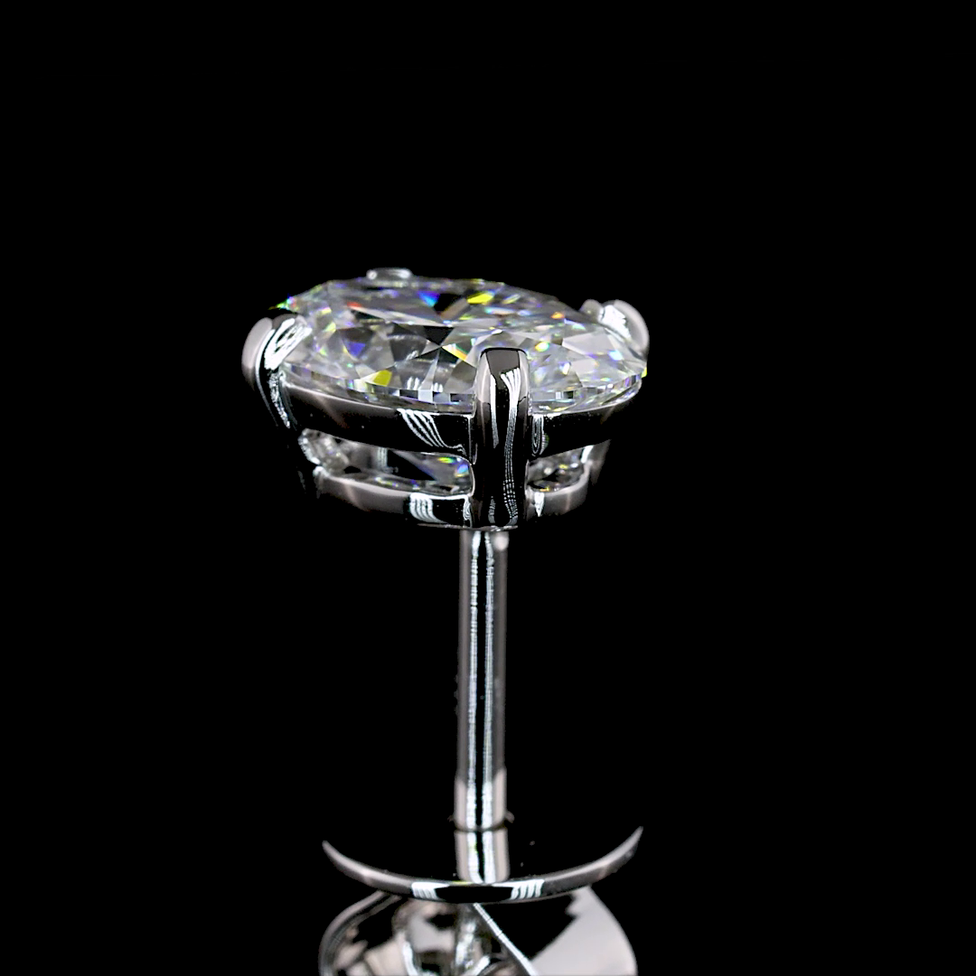 Lab Grown Oval Diamond Stud Earrings | 1.45ctw E-F VS | 14K White Gold | The Perfect Setting