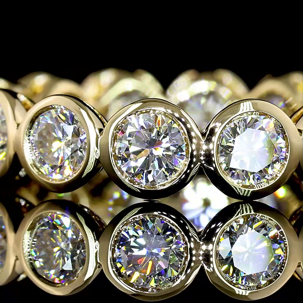 Bezel-Set Round Diamond Eternity Band in Yellow Gold